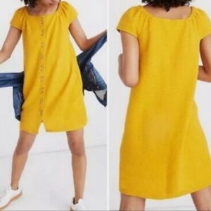 Madewell Texture & Thread Cap-Sleeve Dress Mustard Yellow Size Small